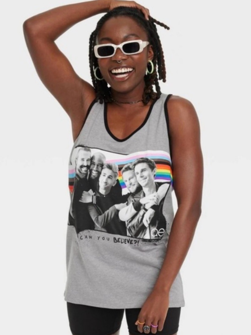 QE Queer Eye TV Show XS Gay Pride Tank Top Heather Gray NWOT NEW